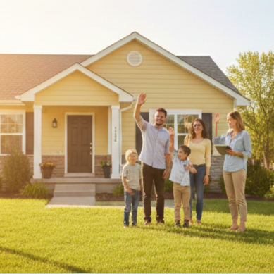 familia celebrando compra-venta de propiedad